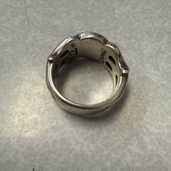 Travis Walker Sterling Silver Flamed Cross Ring